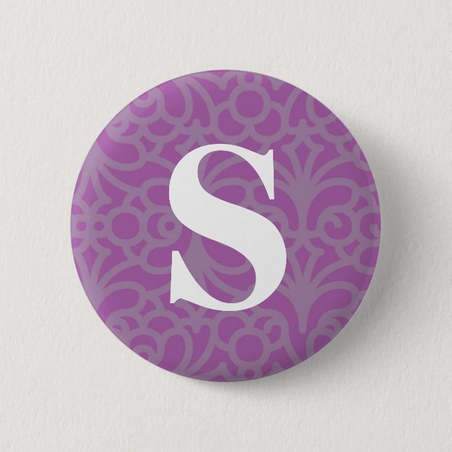Badge Rond 5 Cm Monogramme floral fleuri - lettre S (Devant)