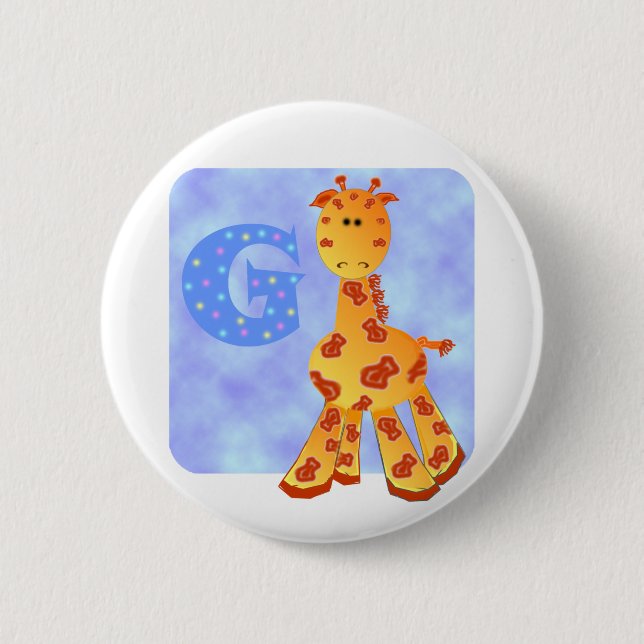 Badge Rond 5 Cm Monogramme G. de girafe (Devant)