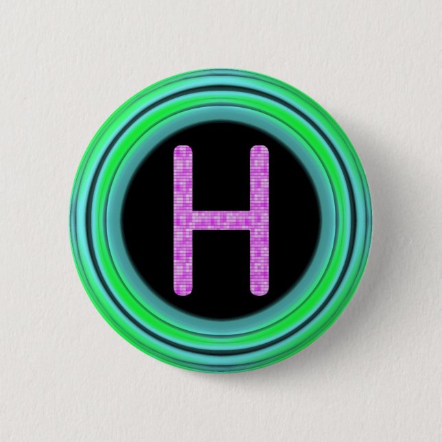 Badge Rond 5 Cm Monogramme "H " (Devant)