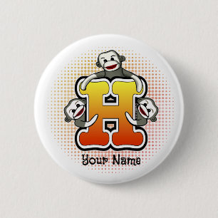 Badge Rond 5 Cm Monogramme H Sock Monkey