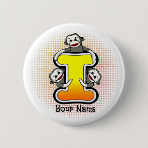 Badge Rond 5 Cm Monogramme I Sock Monkey