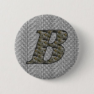 Badge Rond 5 Cm Monogramme initial B Hydrangea Bouton floral