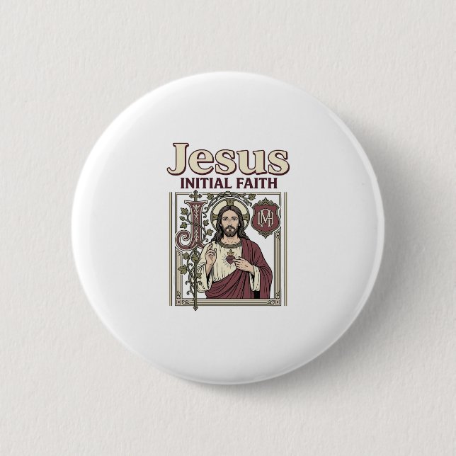 Badge Rond 5 Cm Monogramme initial de Jésus Foi Monogramme initial (Devant)