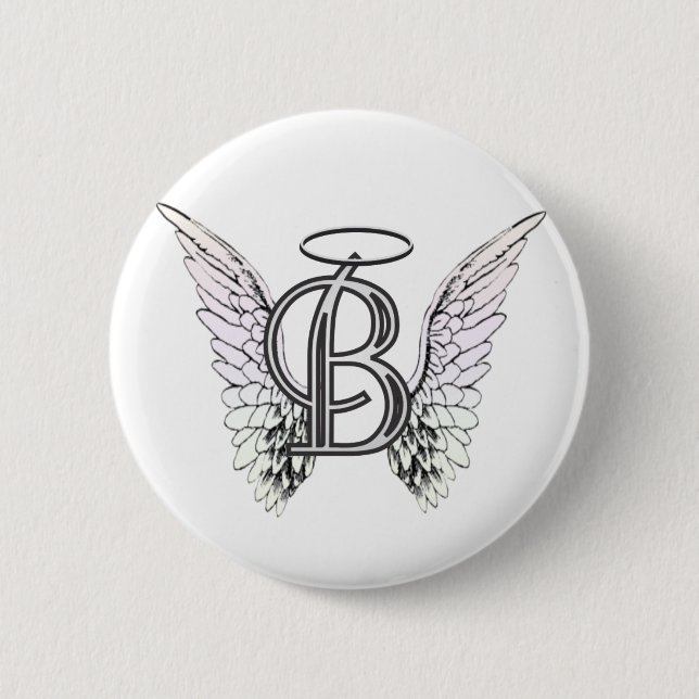 Badge Rond 5 Cm Monogramme initial de la lettre B avec des ailes (Devant)