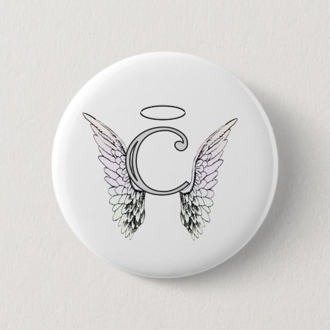 Badge Rond 5 Cm Monogramme initial de la lettre C avec des ailes (Devant)