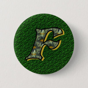Badge Rond 5 Cm Monogramme Initial F Art Floral Marguerite