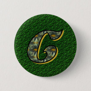 Badge Rond 5 Cm Monogramme Initiale C Marguerites Fleur Art
