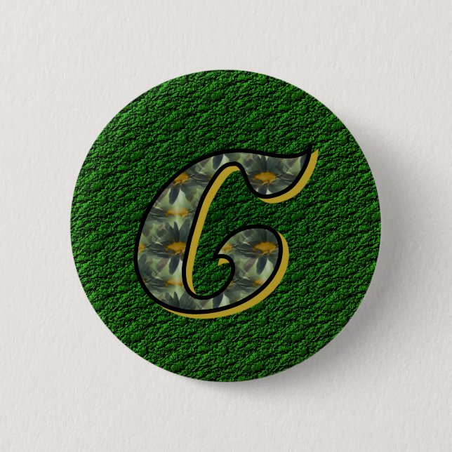 Badge Rond 5 Cm Monogramme Initiale C Marguerites Fleur Art (Devant)