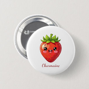 Badge Rond 5 Cm Monogramme jolie fraise kawaii