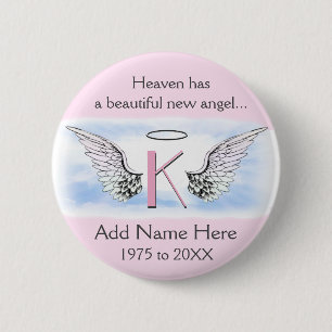 Badge Rond 5 Cm Monogramme Lettre K Ajouter un nom Mémorial