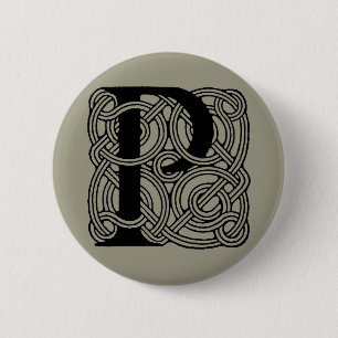 Badge Rond 5 Cm Monogramme lettre P Impression vintage nœud celtiq