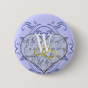 Badge Rond 5 Cm Monogramme Mariage Vow Heart