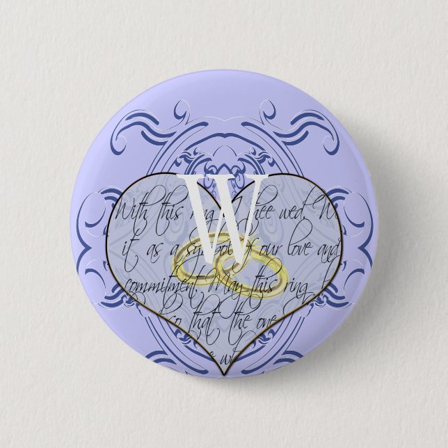 Badge Rond 5 Cm Monogramme Mariage Vow Heart (Devant)