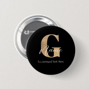 Badge Rond 5 Cm Monogramme moderne Initiale G & Nom Personnalisé