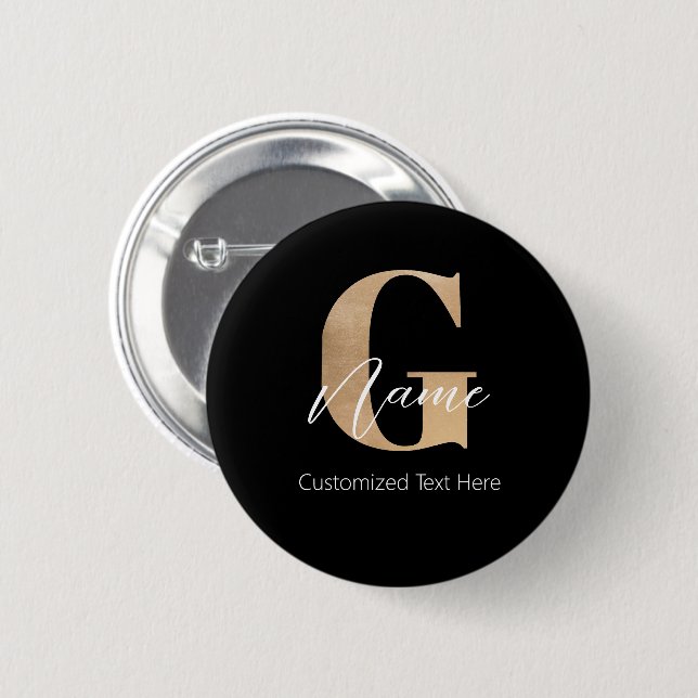 Badge Rond 5 Cm Monogramme moderne Initiale G & Nom Personnalisé (Devant & derrière)