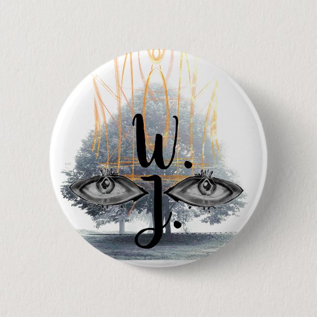 Badge Rond 5 Cm Monogramme monochrome royal du prince de la folie (Devant)