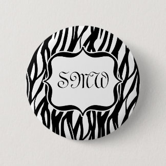 Badge Rond 5 Cm Monogramme noir/blanc de zèbre