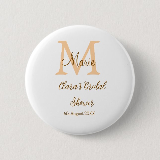 Badge Rond 5 Cm monogramme orange pour une baby shower personnalis (Devant)