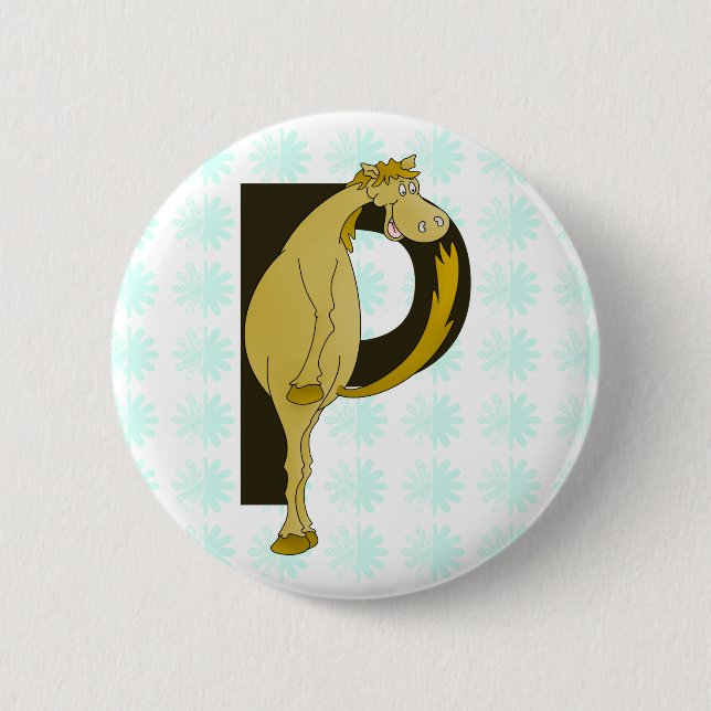 Badge Rond 5 Cm Monogramme P Foal flexible Personnalisé (Devant)