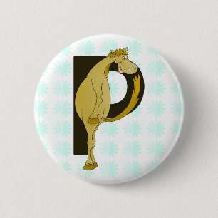 Badge Rond 5 Cm Monogramme P Foal flexible Personnalisé