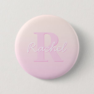 Badge Rond 5 Cm Monogramme personnalisable   Ombre de la pêche et 
