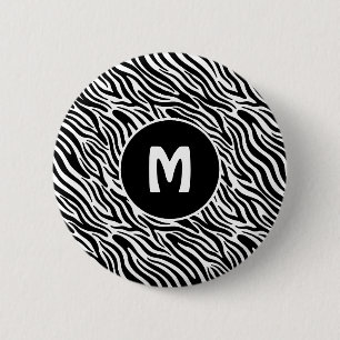 Badge Rond 5 Cm Monogramme personnalisé motif zèbre