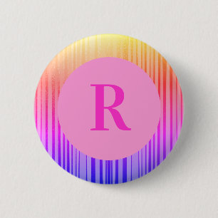 Badge Rond 5 Cm Monogramme personnalisé Ombre rose initial