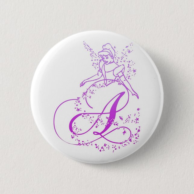 Badge Rond 5 Cm Monogramme Princesse Fairy -A- Bouton (Devant)