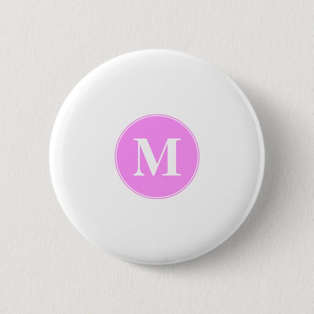 Badge Rond 5 Cm Monogramme rose (Devant)