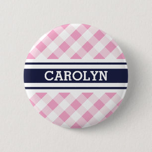 Badge Rond 5 Cm monogramme rose de très bon goût chic de motif de