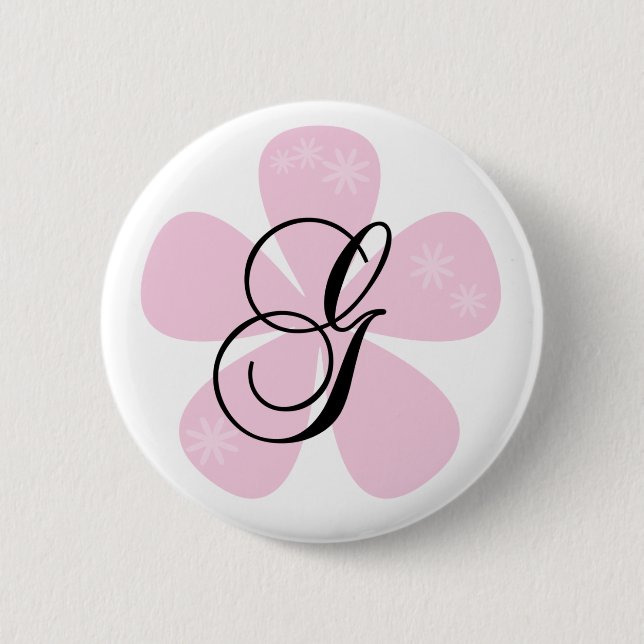 Badge Rond 5 Cm Monogramme rose G de fleur (Devant)
