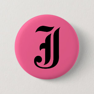 Badge Rond 5 Cm Monogramme rose J