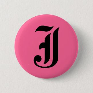 Badge Rond 5 Cm Monogramme rose J