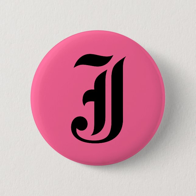 Badge Rond 5 Cm Monogramme rose J (Devant)