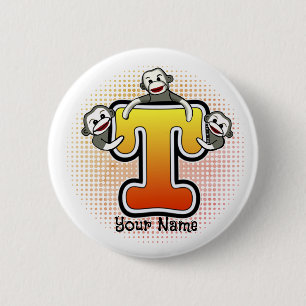 Badge Rond 5 Cm Monogramme T Sock Monkey