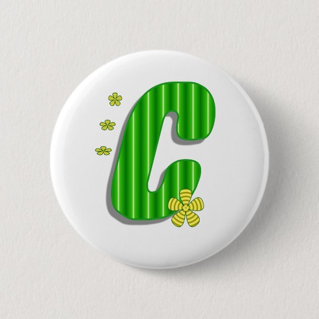 Badge Rond 5 Cm monogramme vert de C (Devant)