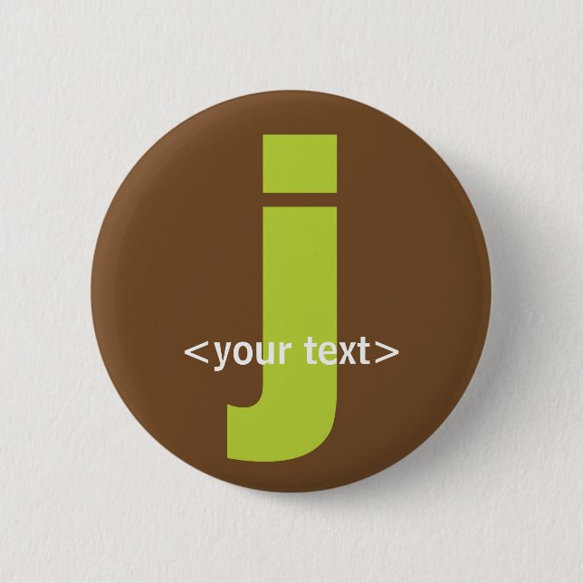 Badge Rond 5 Cm Monogramme vert et Brown - lettre J (Devant)