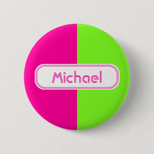 Badge Rond 5 Cm Monogramme vert rose rose néon moderne