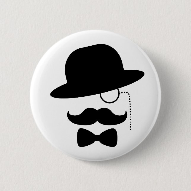 Badge Rond 5 Cm Monsieur avec la moustache (Devant)