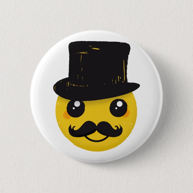 Badge Rond 5 Cm Monsieur Moustache (Devant)