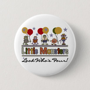 Badge Rond 5 Cm Monster 4th Birthday Tshirts et cadeaux
