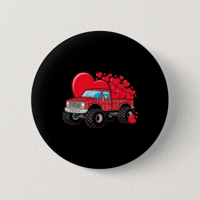 Badge Rond 5 Cm Monster Coeurs Camion Plaid Pour Hommes Garçons Fi (Devant)