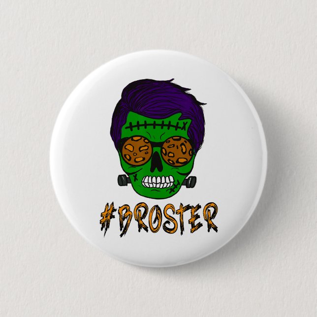 Badge Rond 5 Cm Monster Crâne Broster Frère Halloween Correspondan (Devant)