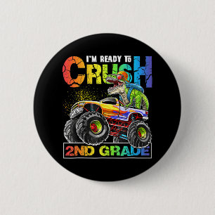 Badge Rond 5 Cm Monster Truck Crush 2e grade Dinosaur Boys Retour 
