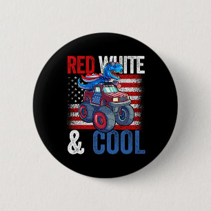 Badge Rond 5 Cm Monster Truck Dino 4 juillet Boys American Flag