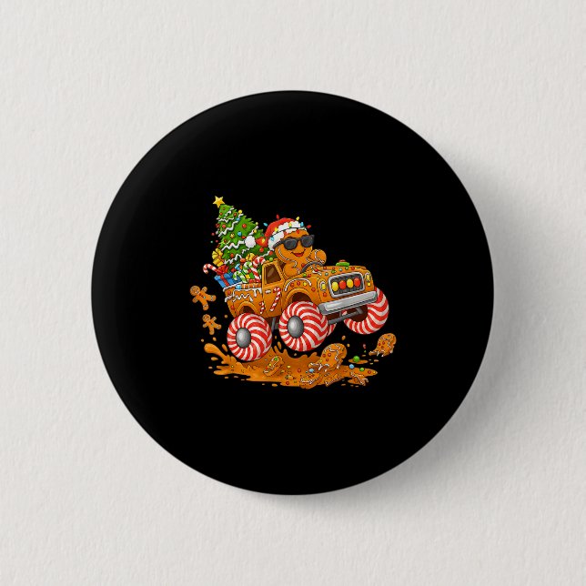 Badge Rond 5 Cm Monster Truck Gingerbread Man Funny Christmas Baki (Devant)