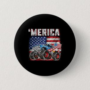 Badge Rond 5 Cm Monster Truck Usa Drapeau Merica Hommes garçons 4