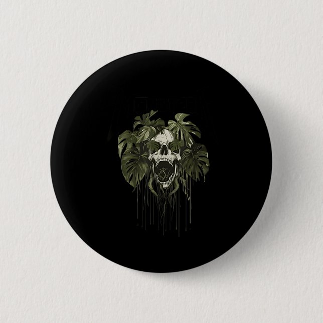 Badge Rond 5 Cm Monstera Funny Skull Plant Lover Nge Gardener Wome (Devant)