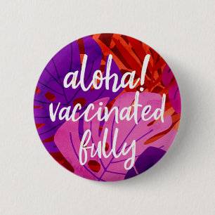 Badge Rond 5 Cm Monstère Hawaïenne Spirit Island Vacciné Rouge