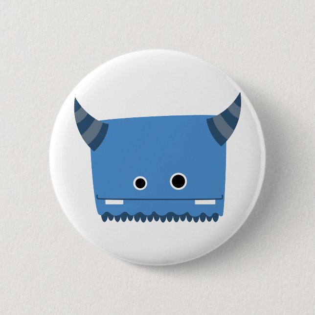 Badge Rond 5 Cm Monstre à cornes bleu (Devant)